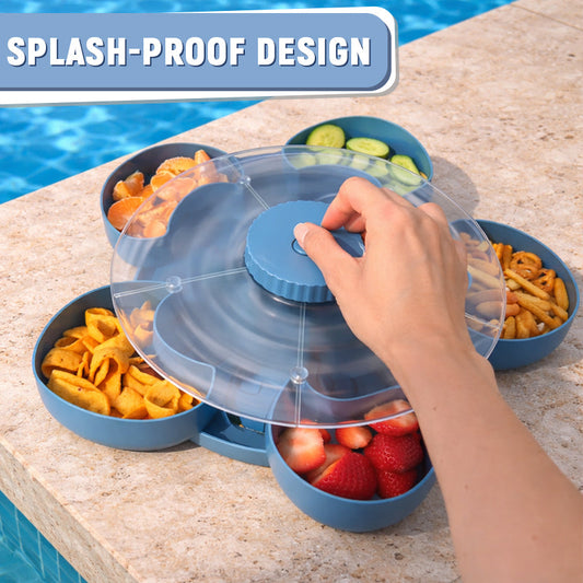 🌊🍓 AquaSpin SplashGuard Rotating Snack Tray 🍿🥒